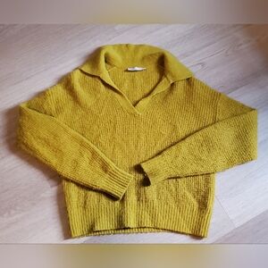 🌼 Everlane Cozy Mustard Yellow Alpaca & Nylon Sweater Size XS 🌼